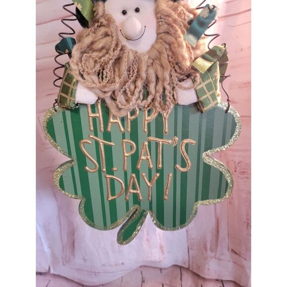 Leprechaun happy Saint Patty's Day clover sign Decor figure - Picture 2 of 4